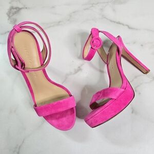 Veronica Beard Pink Darcelle Platform Ankle-Wrap Sandals Heels Size 6.5